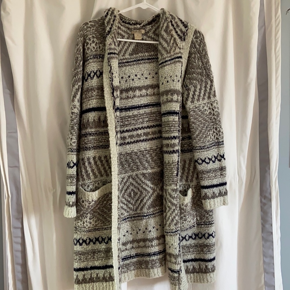 Wool hooded cardigan